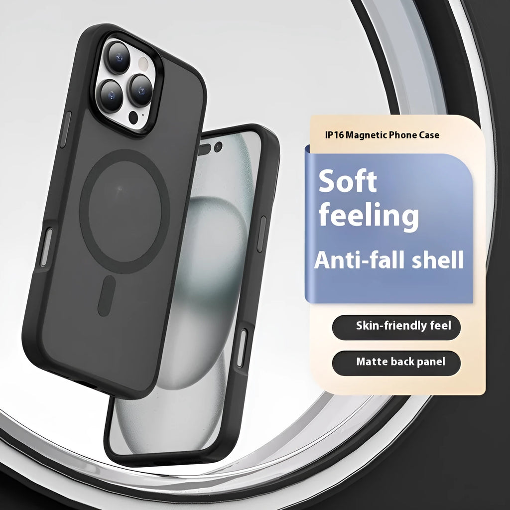 Black magnetic TPU PC phone case back cover for iPhone 12 Pro Max and iPhone 11
