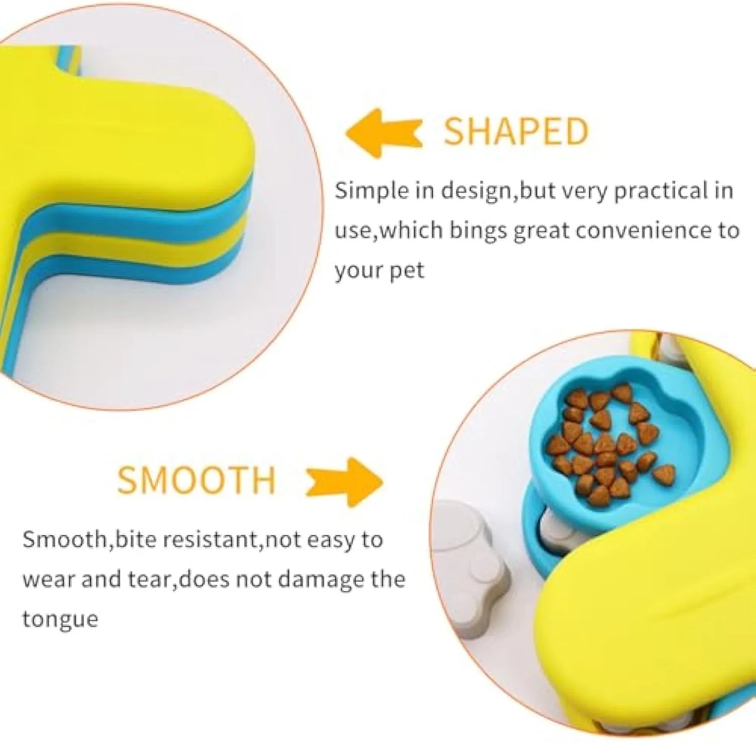 Yellow three-layer rotating dog puzzle feeder toy with removable lids and non-slip base