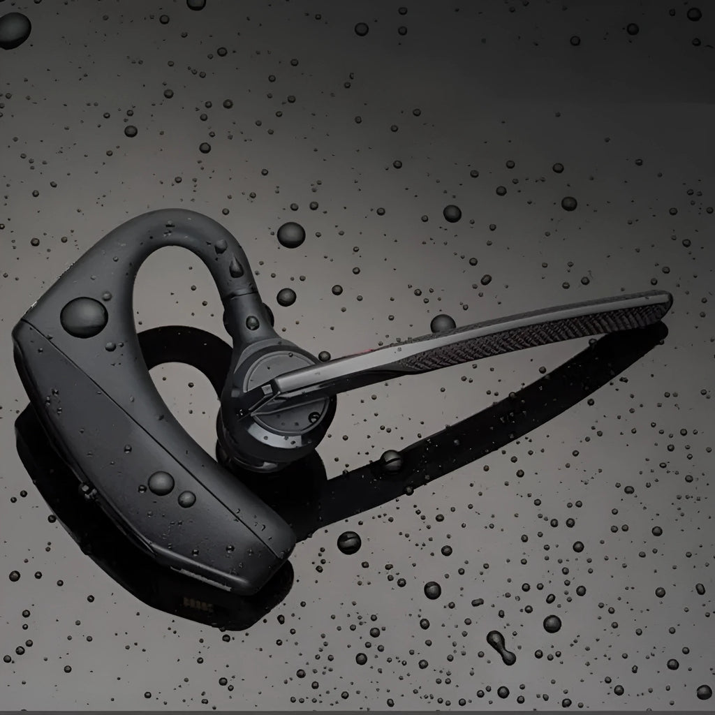 Black stereo Bluetooth sports headphones with a large battery and call function.