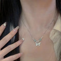 Hetian jade silver butterfly bracelet and necklace set for women