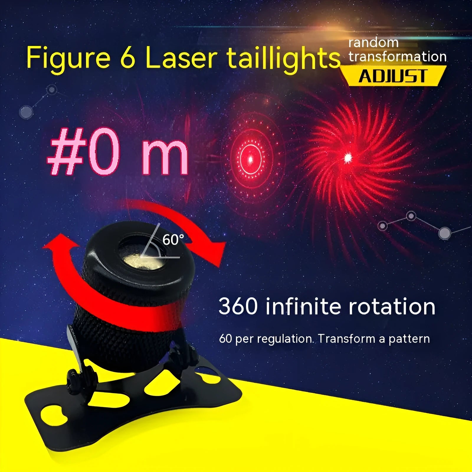 Aluminium vehicle laser fog lamp with anti-collision function, showing compact size and red beam.