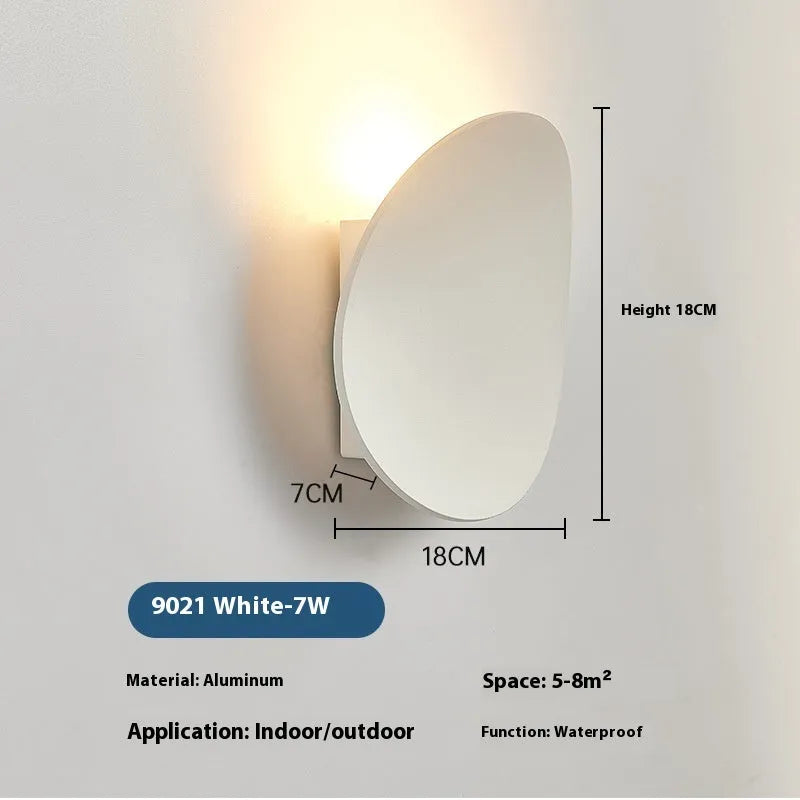Modern minimalist outdoor waterproof wall lamp, 7W, shown in 9021 black or white for porch and garden wall lighting