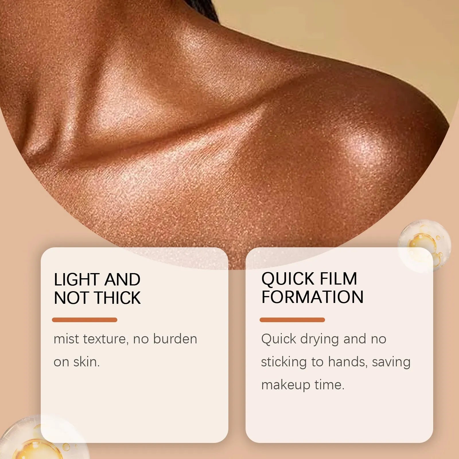 100ml shiny body spray bottle with water-based formula containing mica particles for skin highlighting