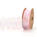 Roll of 4cm wide fishtail yarn ribbon with colourful wave pattern in multiple illusion colour options.