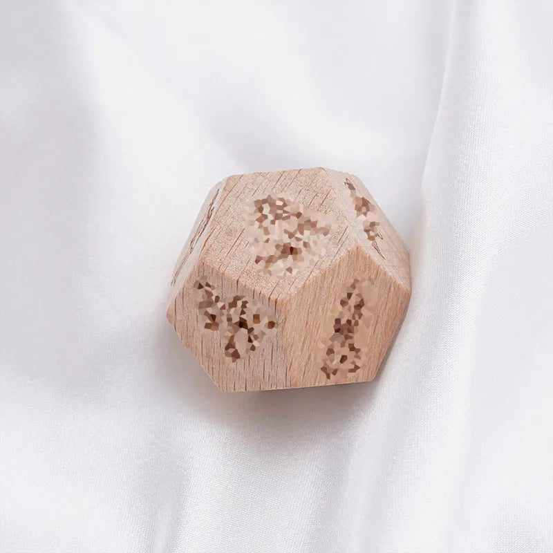 Wooden lotus beech chamfering dice set with flannel bag for home decoration