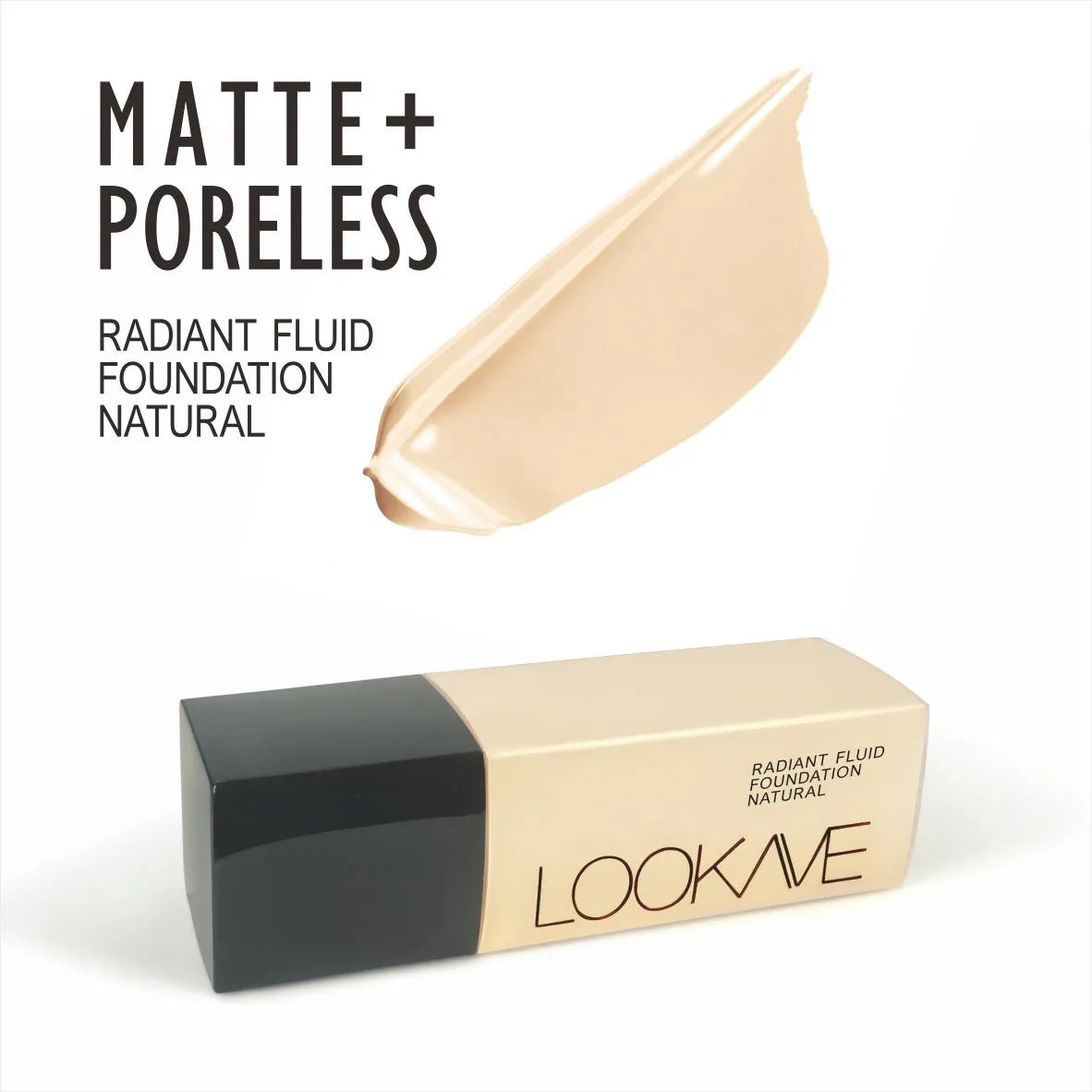 LOOKAVE Matte Liquid Foundation bottle in one of six shades, 21g net content.