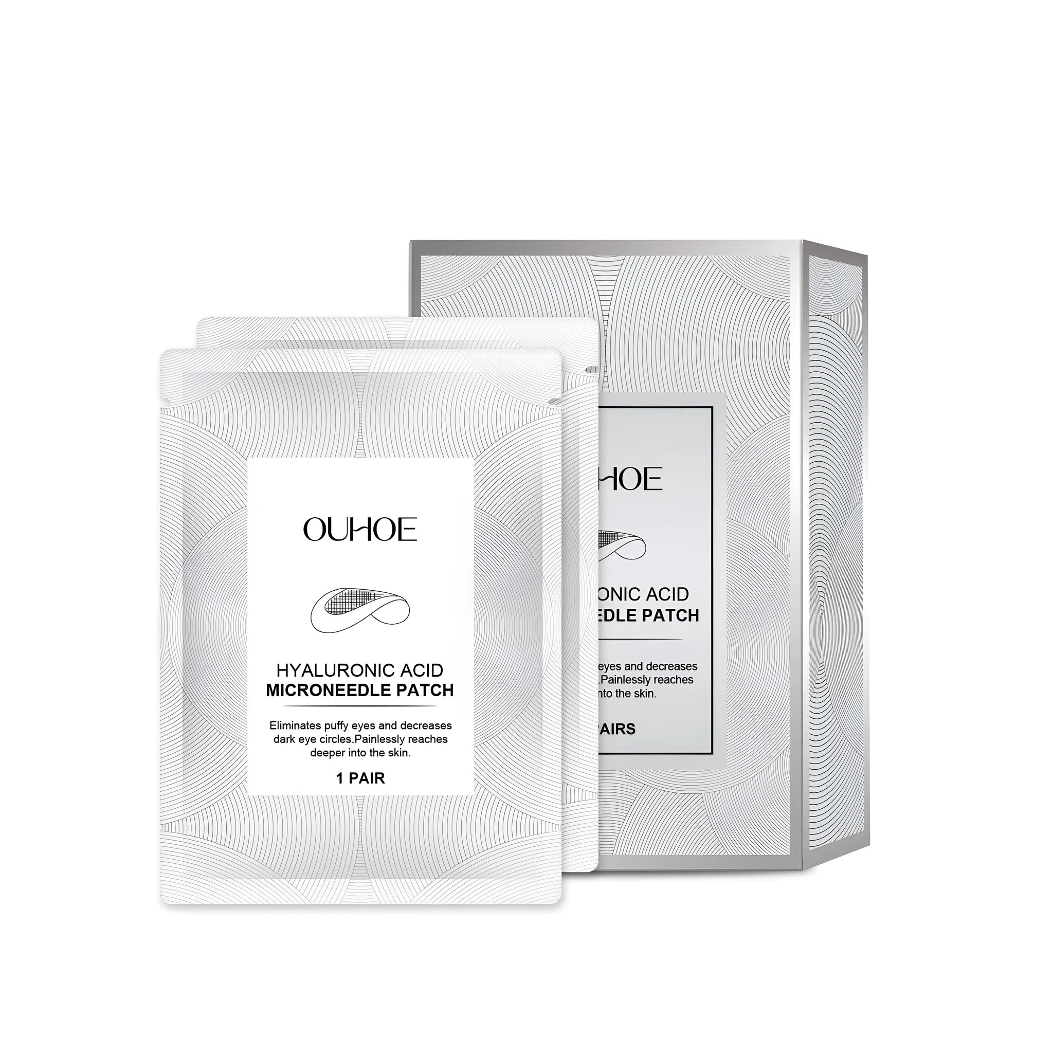 Two pairs of hyaluronic acid microneedle patches for facial skin hydration