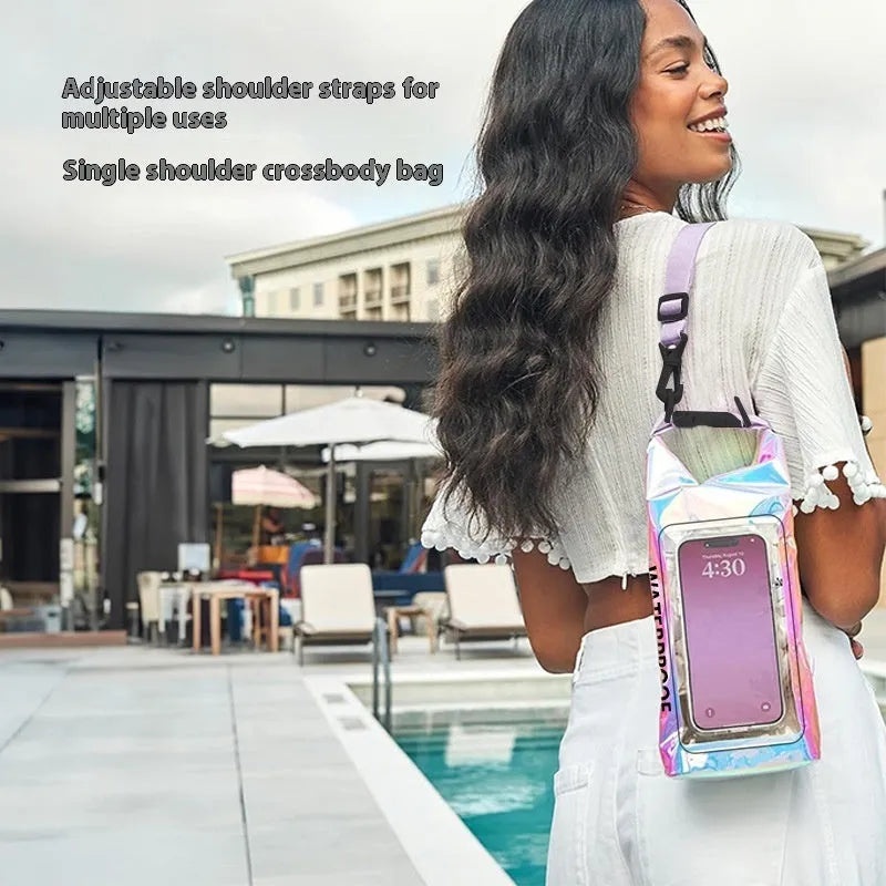 2L waterproof magic colour PVC crossbody bag with lanyard for outdoor use