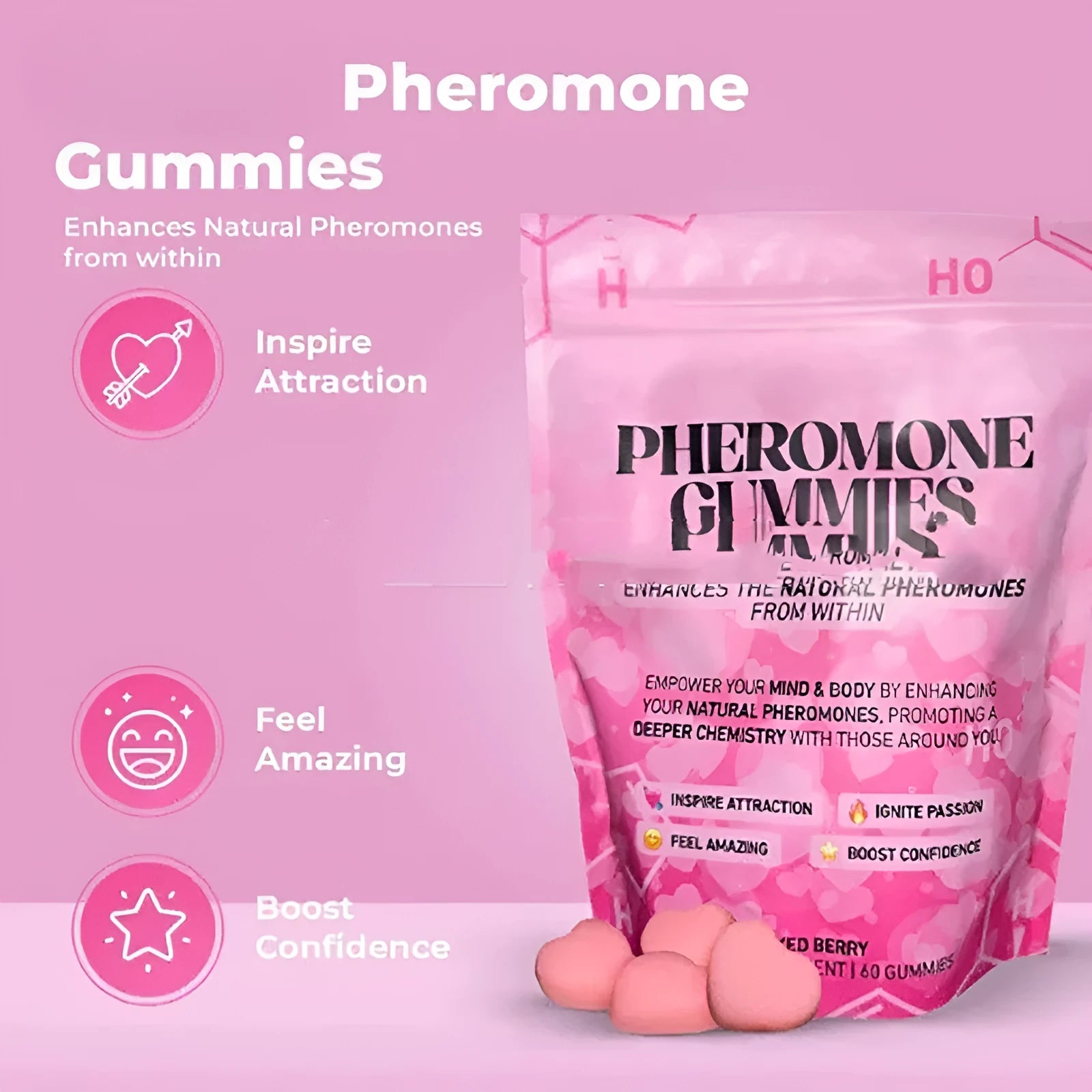 60 pieces of pheromone soft candy in sealed storage packaging for adult supplement