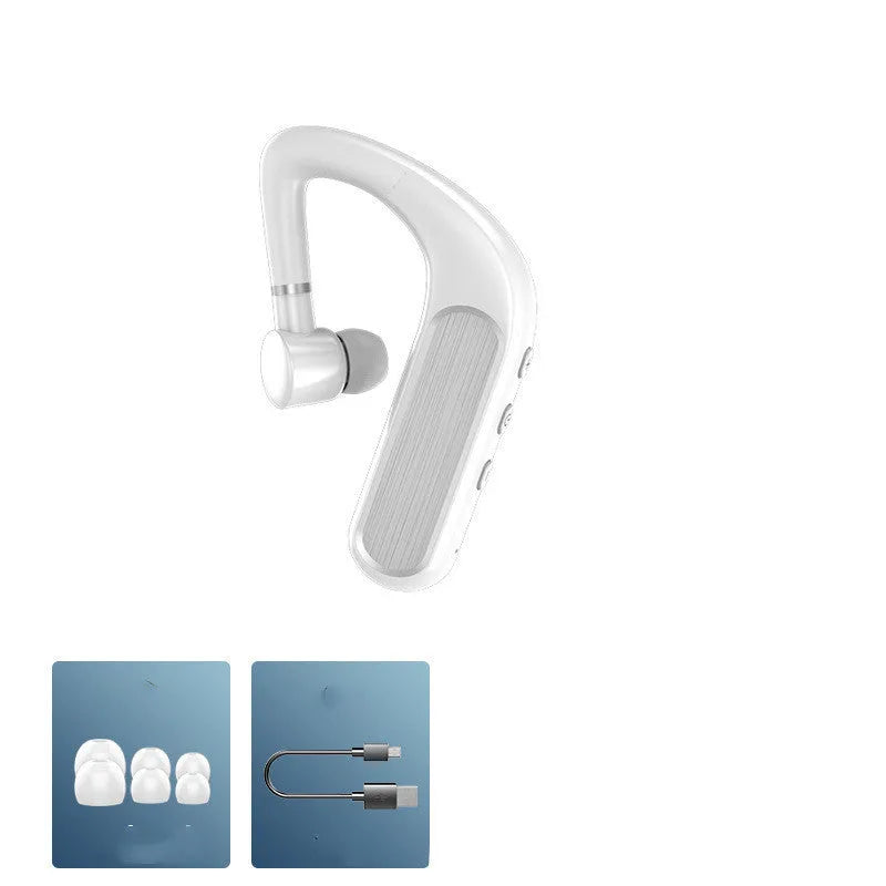 Neckband Bluetooth earphones with multiple ear tips in black, white and blue colours
