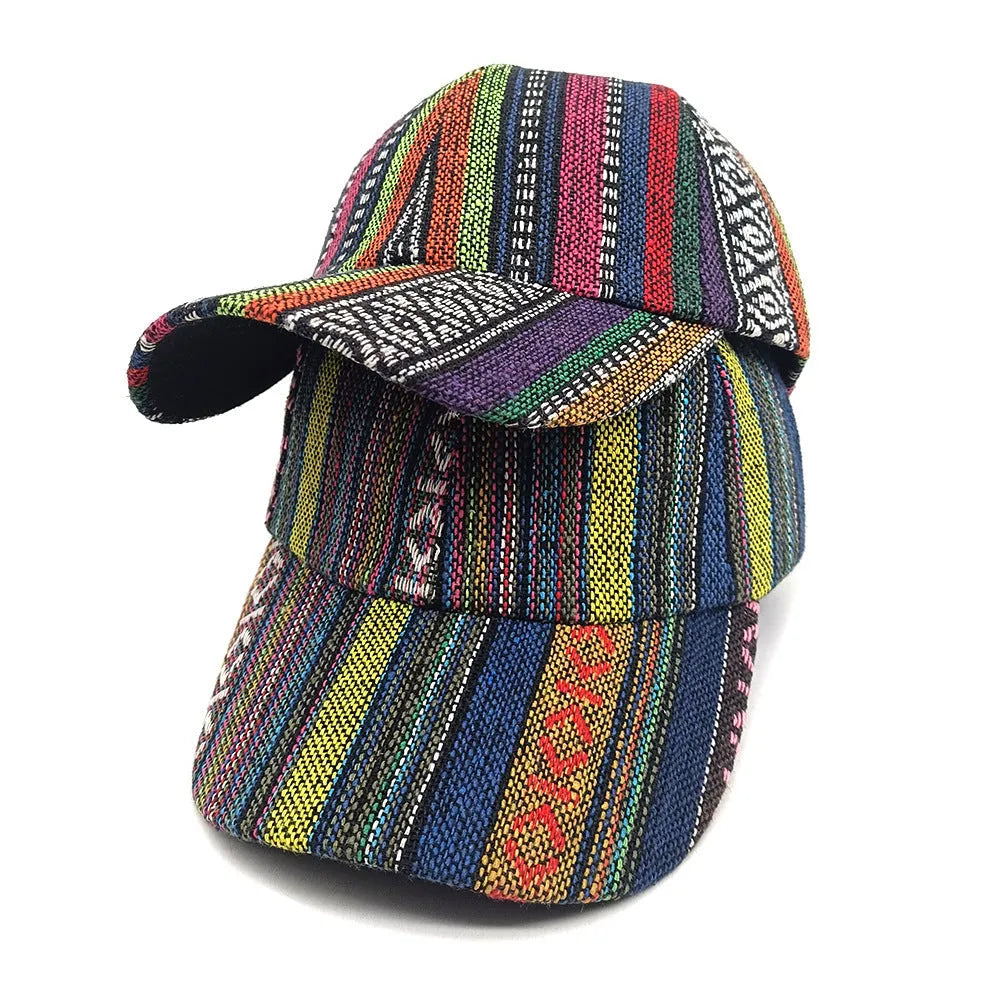 Women's bohemian-style polyester baseball cap with a dome crown, shown in one of eight available colours.