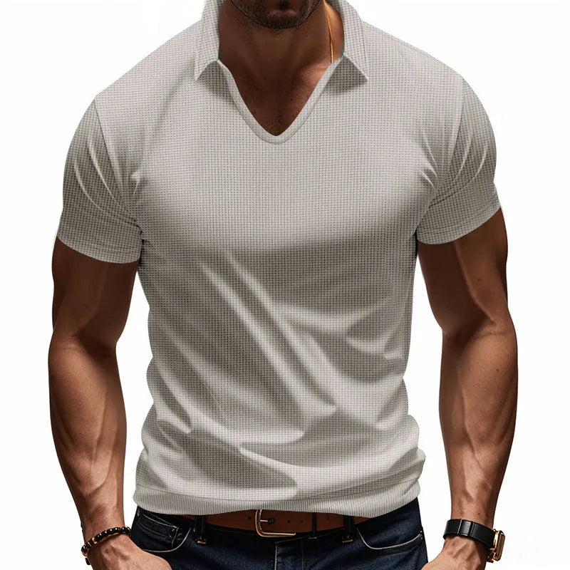 Men's loose fit V-neck short sleeve T-shirt in cotton blend fabric available in multiple colours