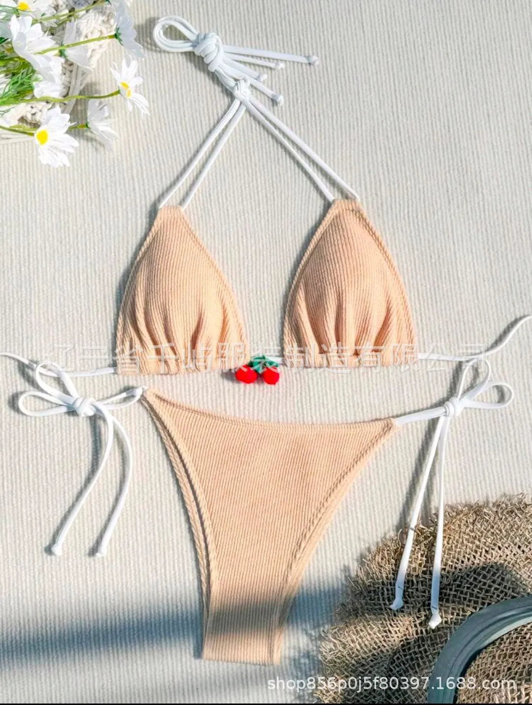Solid colour nylon bikini briefs swimsuit in briefs style on a mannequin.