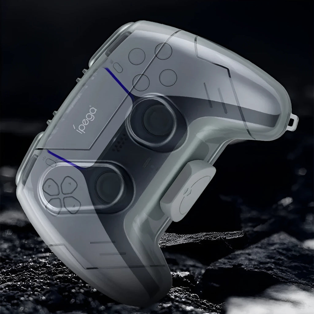 Transparent grey plastic game controller protection box showing hard shell construction