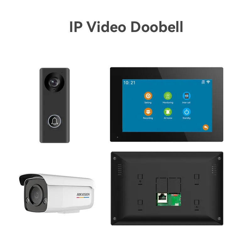 10-inch wireless video intercom doorbell system with 1080P camera and real-time monitoring display
