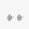 A pair of women's silver drop ear studs with a diamond-cut sparkling finish.