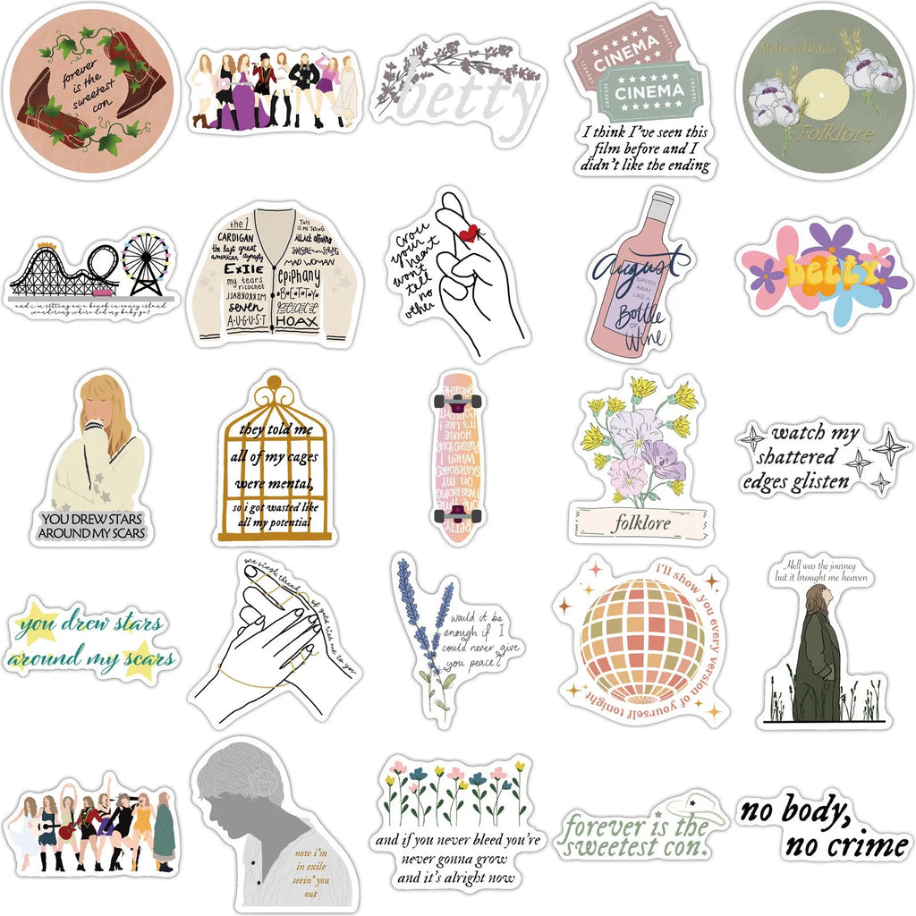 50 waterproof adhesive stickers with graffiti cartoon designs for luggage and notebooks measuring 4-6cm