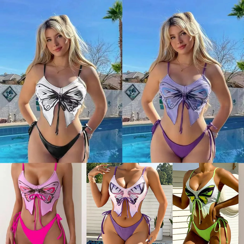 Women's two-piece bikini suit with sleeveless top and briefs in polyester fabric for fitness and swimming