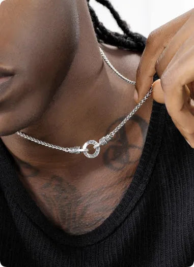 S925 sterling silver necklace with silver pendant showing chain length options