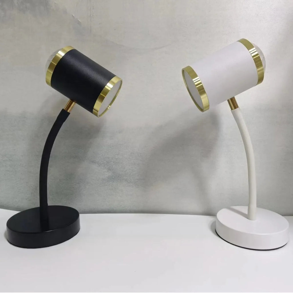 Black double-headed photography studio lamp with two adjustable light heads on 32cm metal frame