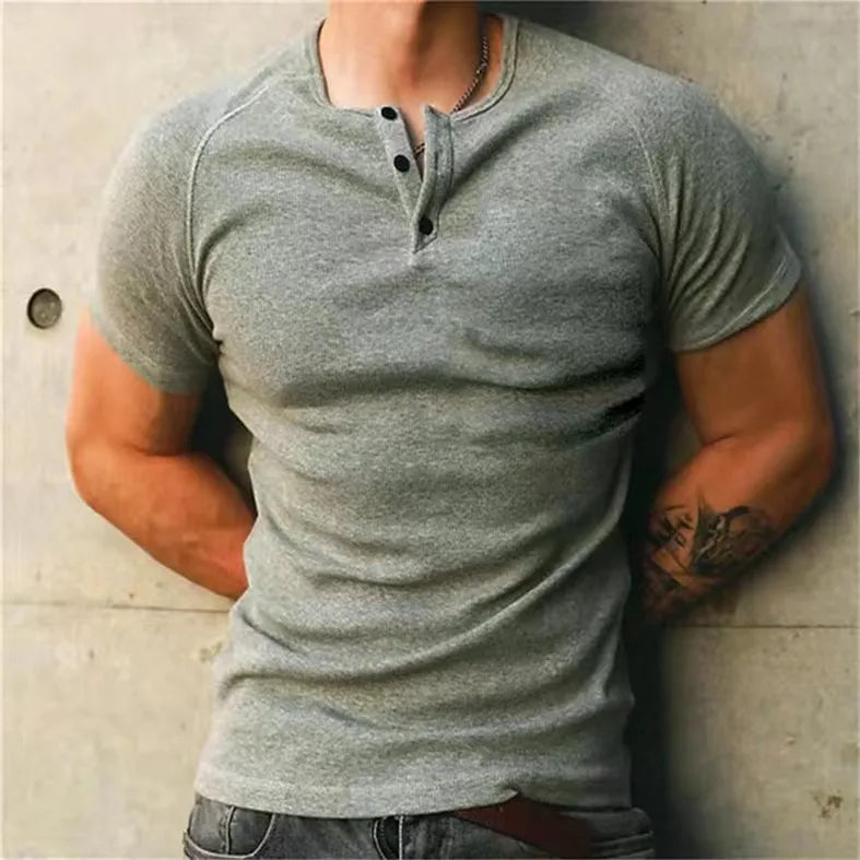 Men's retro cotton short sleeve fitness t-shirt in loose pullover style, available in six colours and sizes M to XXXL