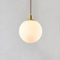 Milk white Nordic round glass chandelier for bedroom bedside, 15-30cm diameter, copper frame