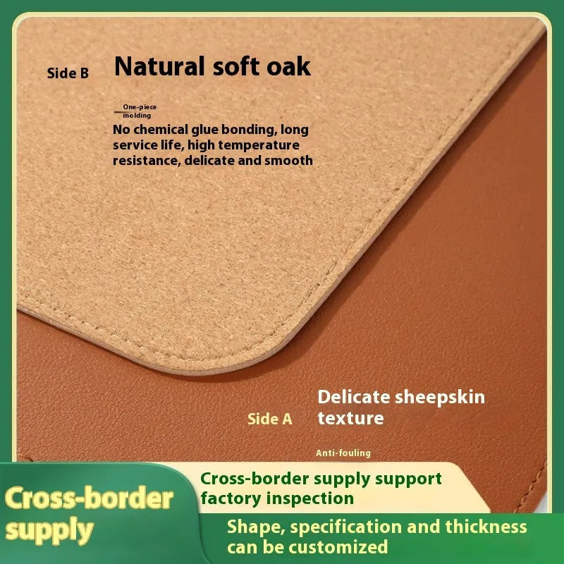 Cork leather table mat with thickened PVC in solid colour, machine-made finish