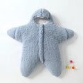 Cashmere and cotton baby sleeping bag with hood, zipper, and cuffs for 0–6 month winter use