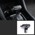 Genuine leather car gear shift knob in black and silver decoration
