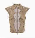 Korean style pleated denim vest for men in Picture Colour