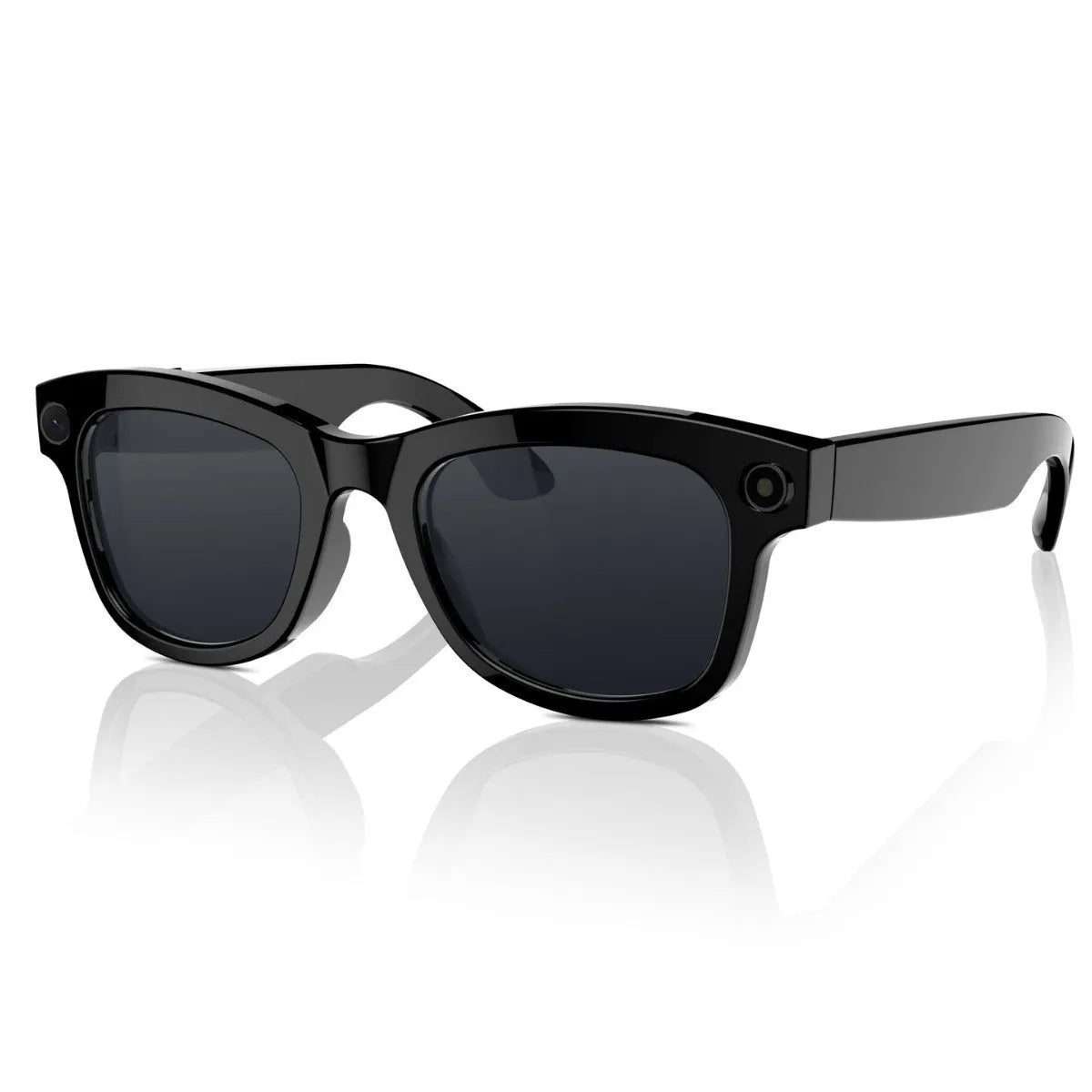 M01 intelligent video glasses with HD camera, shown with black lens option.