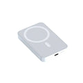 Pink plastic magnetic wireless power bank showing dimensions and 20000mAh capacity label.