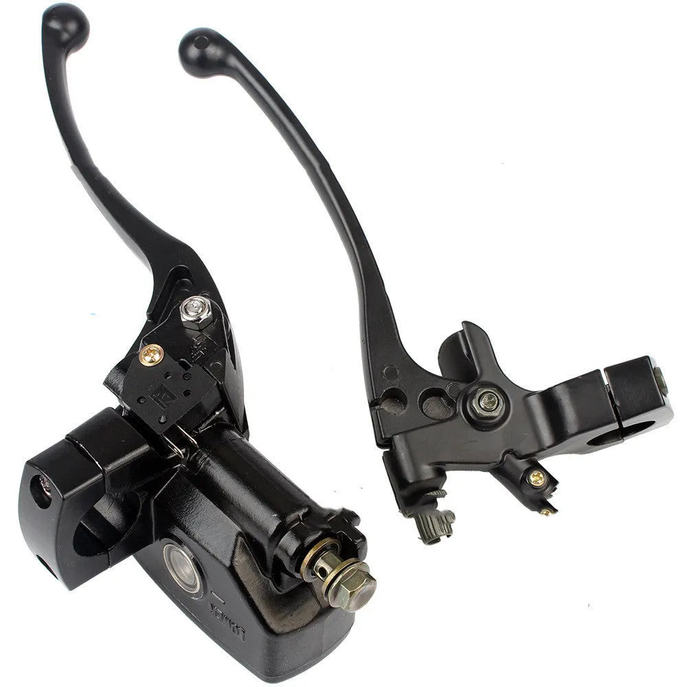 Black aluminium alloy left clutch lever and right brake master cylinder set for 1 inch handlebars