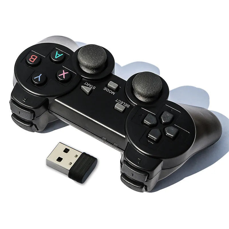 Classic black wireless gamepad controller with USB receiver for PC, Android TV, and PS3.