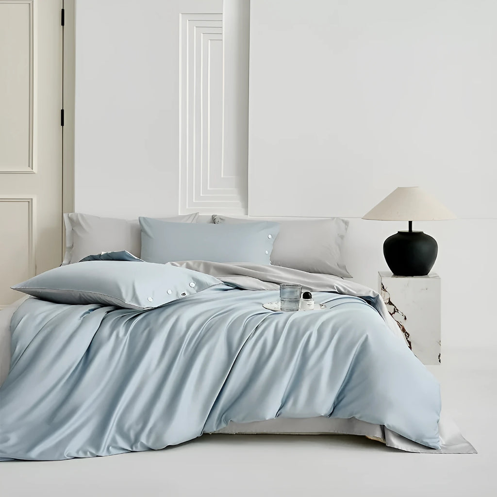 Four-piece cotton bedding set with embroidered quilt cover 200x230, bed sheet 245x250 and pillowcase 48x74
