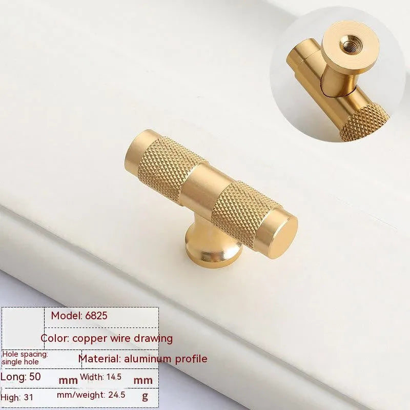 Brushed brass aluminium cabinet handle with four hole spacing options