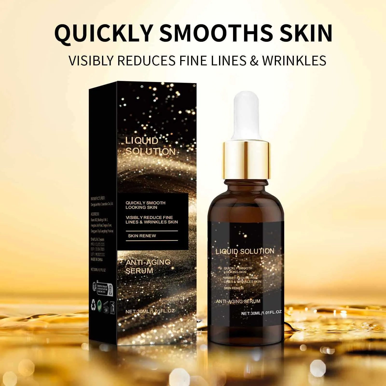 30 ml facial moisturising solution bottle with hyaluronic acid for delicate skin care