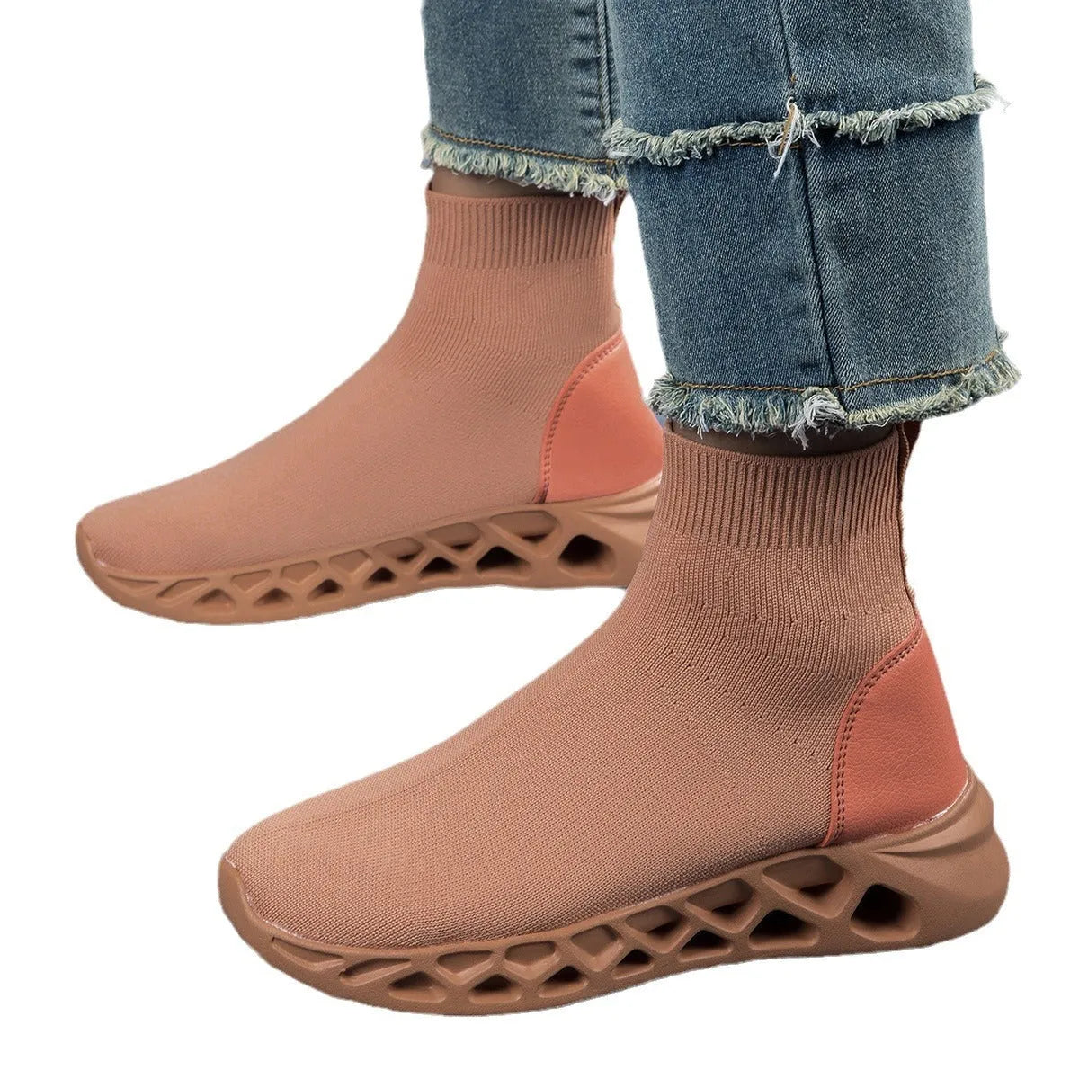 Women's black mesh slip-on casual shoe with a low-top, sock-like ankle design and flat sole.