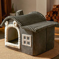 Winter Warm Villa enclosed cat litter box in grey, PP cotton, size S, indoor use