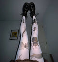 Printed sheer white pantyhose for women free size thin legwear
