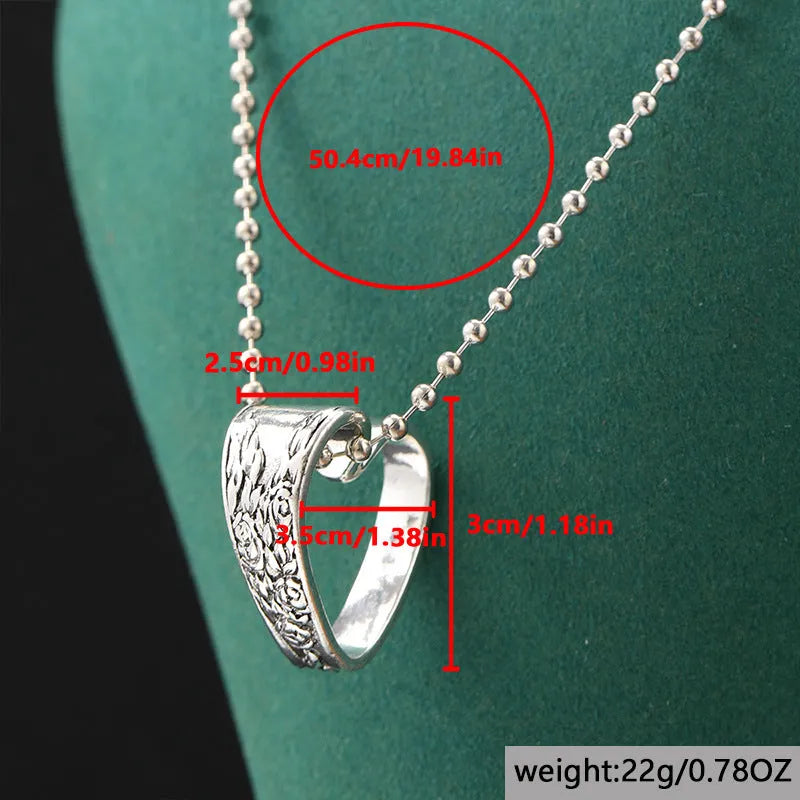 Silver flower love pendant necklace for women with heart-shaped alloy pendant and letters numbers text design
