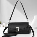 Women's PU shoulder handbag in beige, showing front view with adjustable strap.