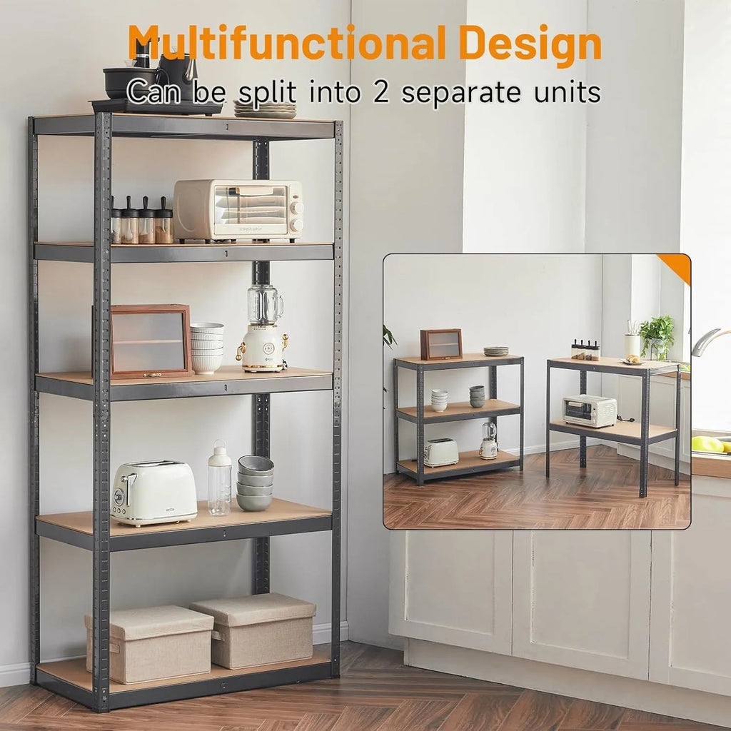 Black five-layer floor display stand storage bookshelf 180cm tall with metal frame
