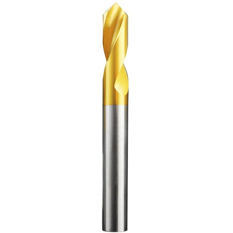 Cobalt high speed steel spot drill with titanium coating, straight shank, external cooling, sizes 3-20mm.