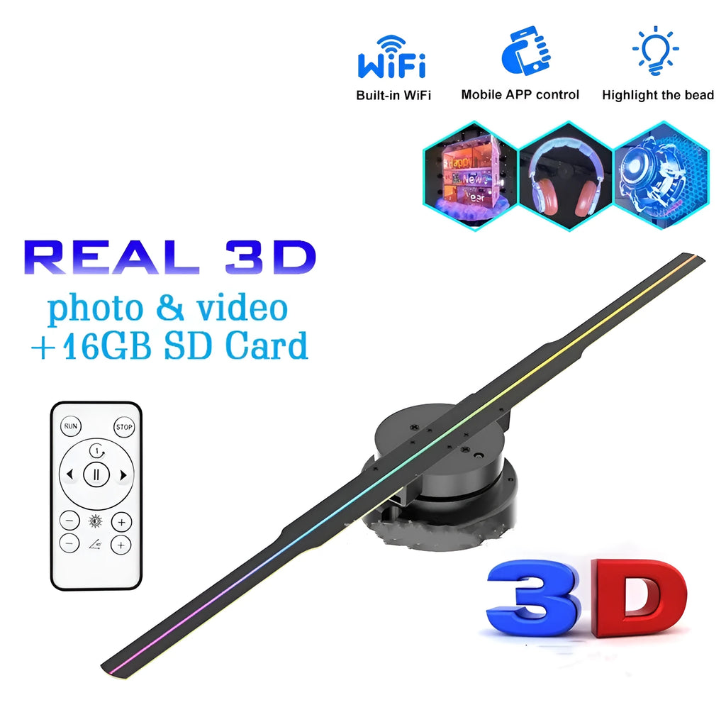 42cm stereo rotating suspension naked eye 3D holographic projector PD42 with universal bright LED