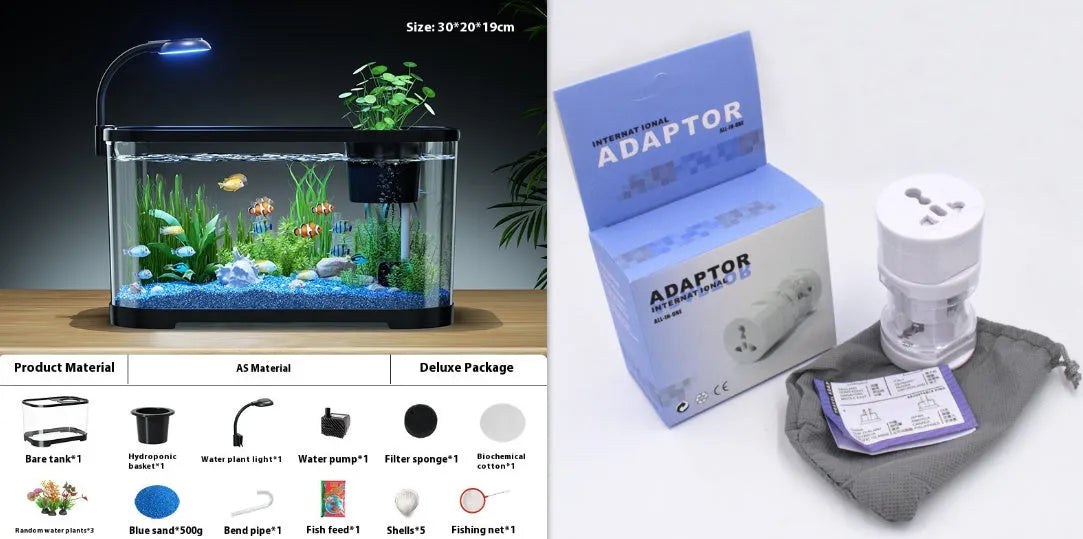 Desktop smart fish tank with ecological filter system in luxury black finish