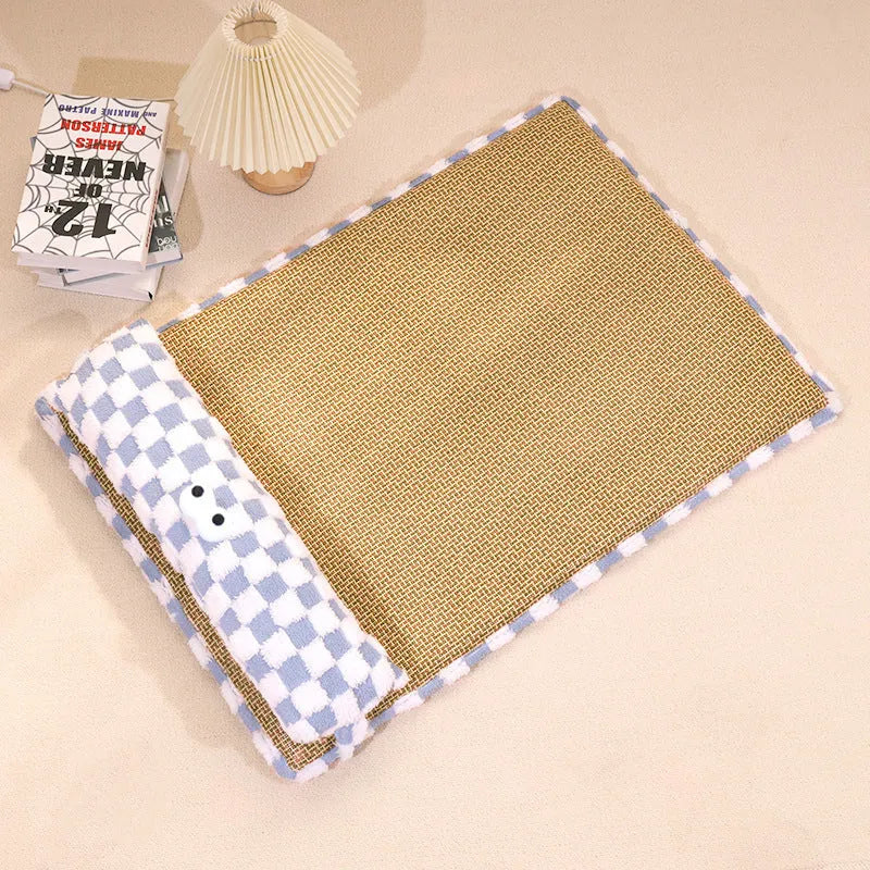Grey and yellow pet sleeping mat in four sizes for cats and dogs