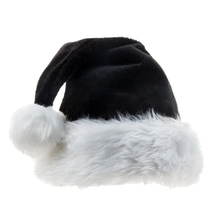 Thickened plush Christmas hat with traditional European styling in red and black colour combination