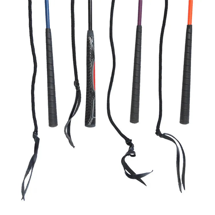 Advanced nylon fibre-glass training whip for equestrian use.
