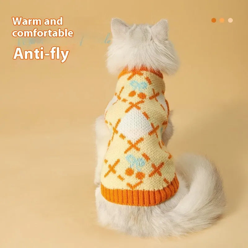 Orange cat sweater for autumn and winter with wind protection in sizes S M L XL